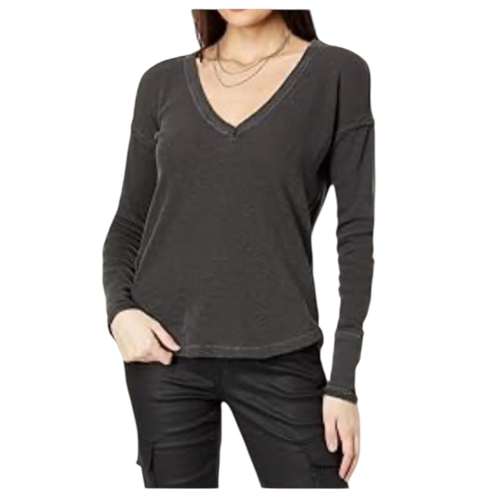 We The Free Womens Sail Away Long‎ Sleeve Solid Top, Color Dark Gray, Sz XS